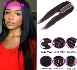 Indyjskie zamykanie koronki 2x6 Human Hair Extensions Prosto głęboka fala luźne perwersy