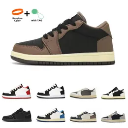 Reverse Mocha Kids 1s Low Basquete Sapatos Crianças Pré-Escola Bebê Sapatilha Criança Menina Tod Pour Enfant Sapatos Infantis Black Phantom Olive Meninos Meninas Sapato