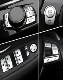 Bilinteriörstillbehör ABS CHROME -knapp Cover Stickers för BMW 3 5 6 7 Series X3 X4 F10 F07 F06 F12 F13 F01 F02 F20 F30 F32 CAR7298706