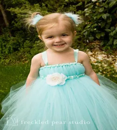 2018 Aqua Blue Floor Length Flower Girl Dresses Kids Children for Weddings Spaghetti Straps Girls Pageant Complely Dress6078816