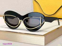 4U0C solglasögon modedesigner 40119 för kvinnor acetat metall dubbel ram kattögon glasögon sommar avantgarde personlighetsstil toppkvalitet antiu