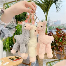 Plush Keychains Net-Red Cute Alpaca Pendant Doll P Toy Mini Bag Key Chain Kvinnlig Drop Leverans Toys Putts Antyal Animals OT3F8