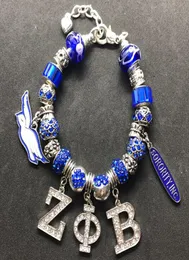 أزياء DIY Crystal Big Hole Beads ZPB Bangle Letter Letter Society Zeta Phi Beta Sorority Jewelry Bracelet3249189