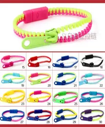 Kontrast Kolor Dzieci039s Dzieci zamek błyskotliwy Bransoletka Zip Bangle 45 Kolory Patchwork Plastikowy Boguczka dla Dziewcząt Ziemia Mała Intel4451279