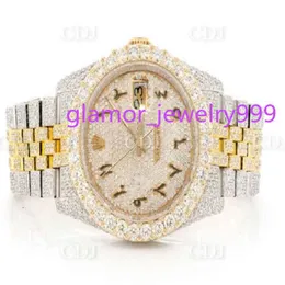 Orologio al quarzo in acciaio inossidabile ghiacciato con diamanti Moissanite di alta qualità, moda hip-hop, placcato oro, orologio al quarzo per orologio