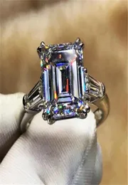 Vecalon Luxury Promise Ring Real 925 Sterling Silver Emeald Cut 3CT Sona CZ 약혼 웨딩 밴드 여성을위한 신부 Bijou8586958