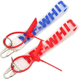 Keychains 2024 OFF Red and White Color Keychain Fashion Silicone Wrist Band with Lanyard Keyring for Car Key Accessories