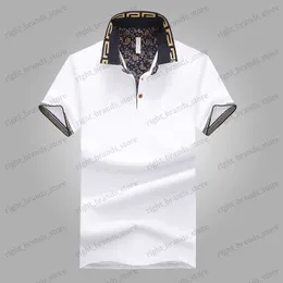 Homens camisetas Vendas quentes camisa de luxo design masculino verão turn-down colarinho mangas curtas camisa de algodão homens top t240117