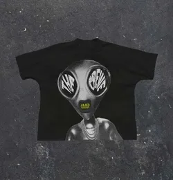 T-shirt da uomo Girocollo Alien UFO Stampa T-shirt grafica Retro Manica corta Goth Y2k Top Gothic harajuku Streetwear Abbigliamento uomo e donna T240117