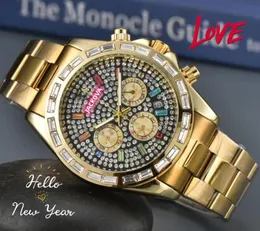 Presidente masculino data automática relógios movimento de quartzo relógio de tempo masculino anel de diamantes de aço inoxidável brilhante mostrador estrelado legal pulseira relógio acessórios presentes