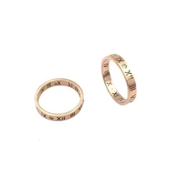 Anello Tiff Designer Donna Alta qualità con scatola originale Anelli T Anello indelebile Alfabeto femminile Numeri romani Gioielli in oro rosa Anello in acciaio al titanio