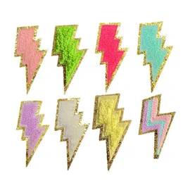 Sying Notions Tools Notions Självhäftande glitter chenille es colorf Lightning broderad applikation för klädjackor DIY -telefon DHDQ8