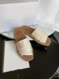 نساء فاخرات الصنادل البغال الخشبية fflat slipper deisgner سيدة الحروف النسيج في الهواء الطلق الجلود الوحيدة