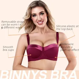 Binny's Strapless Bra Underwearセクシーな女性シリコーン非滑り半分高品質のアンダーワイヤーレディース240116