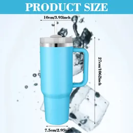 Rosehom resemugg med halm och lid40oz rostfritt stål tumbler cup med hanterad vägg vakuumisolerad kaffemuggvatten 240117