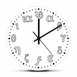 벽시계 그리스 숫자 현대 디자인 시계 홈 장식 거실 그리스 예술 인쇄 미니멀리스트 조용한 스윕 워치