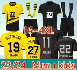 리우스 축구 유니폼 23 24 시즌 Adeyemi 2023 2024 축구 축구 톱니 셔츠 Neongelb Bellingham Hummels Brandt Dortmund Hazard Yeana 남자 키트 스페셜 All Black