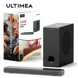 本棚スピーカーUltimea Ultra-Slim TVスピーカーTV用サウンドバー2.1 PCサウンドバー付きSubwoofer 5.3 BluetoothミニサウンドバーPCゲームアーク用