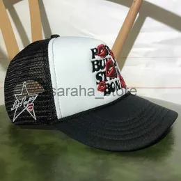 Top kapaklar Dudaklar Yıldız Nakış Desen Şapkası Erkekler için Düz Edge Beyzbol Kapağı Leisure Açık Güneş Koruyucu Kap Casquette Homme Marque Luxe Siyah J240117