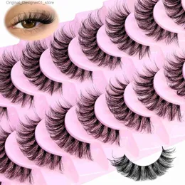 False Eyelashes 10 Pairs Natural Fluffy False Eyelashes Wispy Lashes 3D Volume Strip Lashes D Curl Fake Eyelashes with Clear Band Eye Lashes Q240117