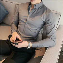 British Style Mens Shirt Långärmad solid Casual Slim fit Formell klänning Camisas Fashion Men Kläder överdimensionerade 7xl-S 240117