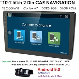 New 10.1 "Universal 2Din Android 9.0 Octacore Car No DVDプレーヤーGPS WIFI RADIO BT 2GB RAM 32GB ROMステアリングホイールRDS USB 4Gネットワ​​ーク