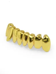 3 Colors Hip hop Gold Grillz Caps Shaped Teeth Grills Lower Bottom Perm Cut Real Grill Teeth GRILLZ With silicone4194162