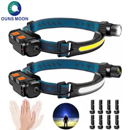 LED Rechargeable Headlamp Powerful Bright 1000LM With 6 Modes Head Lamp Motion Sensor Lights For Camping Running Cycling 240117
