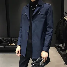 브랜드 의류 남자 고급 순수 면화 사업 바람발기 코트/남성 슬림 한 레저 트렌치 재킷 플러스 크기 S-3XL 240117