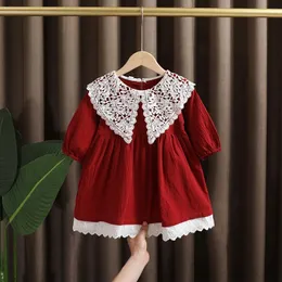 Spring baby girl clothes lace long sleeve dress costume for toddler girl baby birthday kids clothing straight long dresses dress 240116