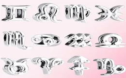 Memnon smycken 925 sterling silver charm vinter glittrande tolv zodiakserier charms pärlor passar p stil armband diy för kvinnor gåva1247154