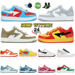 2024 New Product Bapestasss Designer for Mens Womes Stas Casual Shoes Shark Star Sk8 Patent Leather Black White Blue Men Women Outdoor Sports Sneakers Trainers
