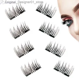 False Eyelashes 4/8pcs Magnetic Eyelashes with 2 Magnet Half Eye Natural Reusable Glue Free 3d Mink Fake Eyelash Extension Long Lasting Makeup Q240117