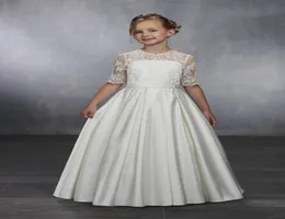 Vestido clássico da menina de flor com botões superiores de renda meia mangas personalizado para princesa meninas vestidos de concurso barato custom made1177060