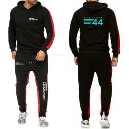 Pilote F1 Lewis Hamilton Digital 44 Nouveaux vêtements Hommes Automne Hiver Ensembles Sweat à capuche + Pantalon Survêtement Sportswear Pull Sweat