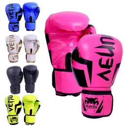 Перчатки для соревнований по тайскому боксу из искусственной кожи, боксерские тренировочные перчатки с губкой, профессиональные дышащие перчатки для детей 240117