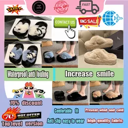 Designer Casual Platform Cotton Leisure vadderade skor för kvinnor Man Autumn Winter Keep Warm inomhus Wool Slippers Full Softy Anti Slip Wear Resistant