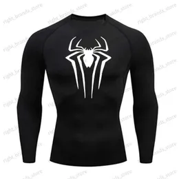 Mäns T-shirts Sun Protection Sports Second Skin Running T-Shirt Men's Fitness Rashgarda MMA Longeple Hermes Compression Shirt Workout Clothing T240117