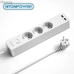 Plugue do cabo de alimentação NTONPOWER Faixa de alimentação montada na parede com cabo de extensão USB Filtro de rede de proteção múltipla para adaptador de energia CA doméstico Plugue UE YQ240117