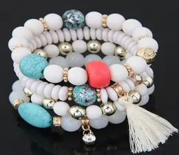 2020 pulseras bohemias para mujer, pulseras con dijes de borlas, brazaletes de Color caramelo, bisutería multicapa, pulsera femenina 4723180