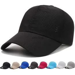 Ball Caps Groothandel Mannen Vrouwen Zomer Baseball Cap Sneldrogend Hoeden Unisex Ademend Sport Pure Kleur Snapback Hoed Bone Baseball Hoed YQ240117