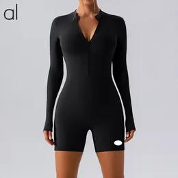 AL-0054 WomenS Zipper Long Sleeve Jumpsuit Dance Training Fitness Exercise Jumpsuit Sexy Yoga Suit