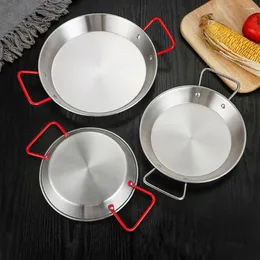 Pans Stainless Steel Frying Pan Seafood Spanish Paella Saucepan Cooker Pot With Double Ears Handle Non-Stick Kitchen 18-26cm