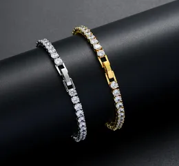 Tennis Chain 3mm 4mm 5mm Copper Micro Zircon Inlaid 1 Row Bracelet Hip Hop Bracelet3507876