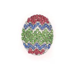 20st/Lot Silver Tone Multicolor Rhinestone Easter Egg Brosch Pin Crystal Easter Holiday Brosches for Gift