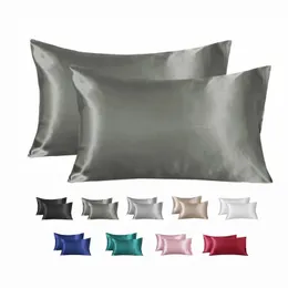 2PC 1 piece of pure simulated silk satin pillowcase comfortable pillowcase pillowcase for throwing single pillowcases on the bed 240113