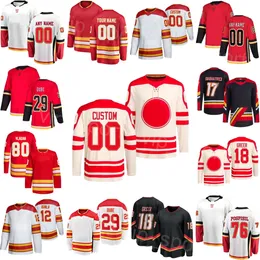 Custom Hockey 76 Martin Pospisil Jersey 17 Yegor Sharangovich 47 Connor Zary 29 Dillon Dube 18 AJ Greer 80 Dan Vladar 12 Jarome Iginla 91 Nazem Kadri Młodzież kobiety mężczyźni mężczyźni