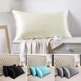 2PC Simulated silk pillowcase soft and durable satin pillowcase for hair and skin smooth pillowcase envelope closure 20x30 inches 240113