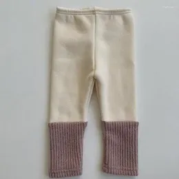 Calças outono inverno traje menino bebê mais veludo engrossar leggings menina crianças moda quente velo criança algodão calças casuais