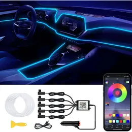 Neues Neon-Auto-LED-Innenlicht, RGB-Umgebungslicht-Glasfaser-Kit mit drahtloser APP-Steuerung, LED-Auto-Atmosphäre-Dekorationslampe